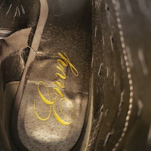 Envy Brown/Beige Throttle Suede Leather Peep-Toe Bootie, Size 9 - Picture 10 of 13